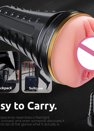 TPE Male Masturbator, Realistic Pocket Pussy Vagina Textured with 7.5in Depth Lifelike Soft and Fleshy Texture, Penis Training Masturbators Sex Machine Toy for Men