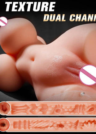 BIG SHOCKED Sex Doll Torso Male Sex Toy with Bouncing Jiggly Boobs & Perky Ass, Sex Dolls for Men Realistic Puffy Tight Juicy Pocket Pussy Vagina & Anal Mens Sex Toy, Masturbator Built-in Skeleton