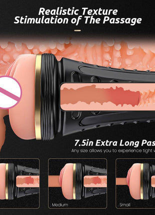TPE Male Masturbator, Realistic Pocket Pussy Vagina Textured with 7.5in Depth Lifelike Soft and Fleshy Texture, Penis Training Masturbators Sex Machine Toy for Men