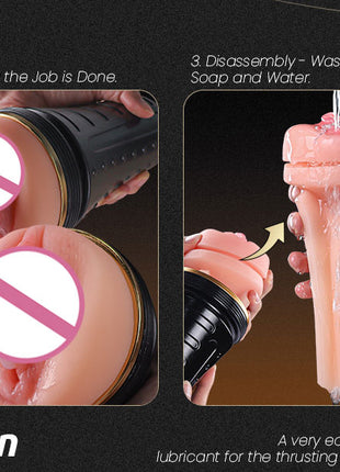 TPE Male Masturbator, Realistic Pocket Pussy Vagina Textured with 7.5in Depth Lifelike Soft and Fleshy Texture, Penis Training Masturbators Sex Machine Toy for Men